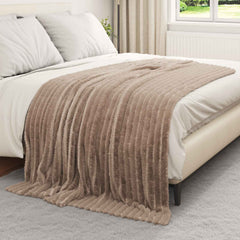 vidaXL Throw Blanket Camel 200 x 150 cm 0.8 kg Fleece 3