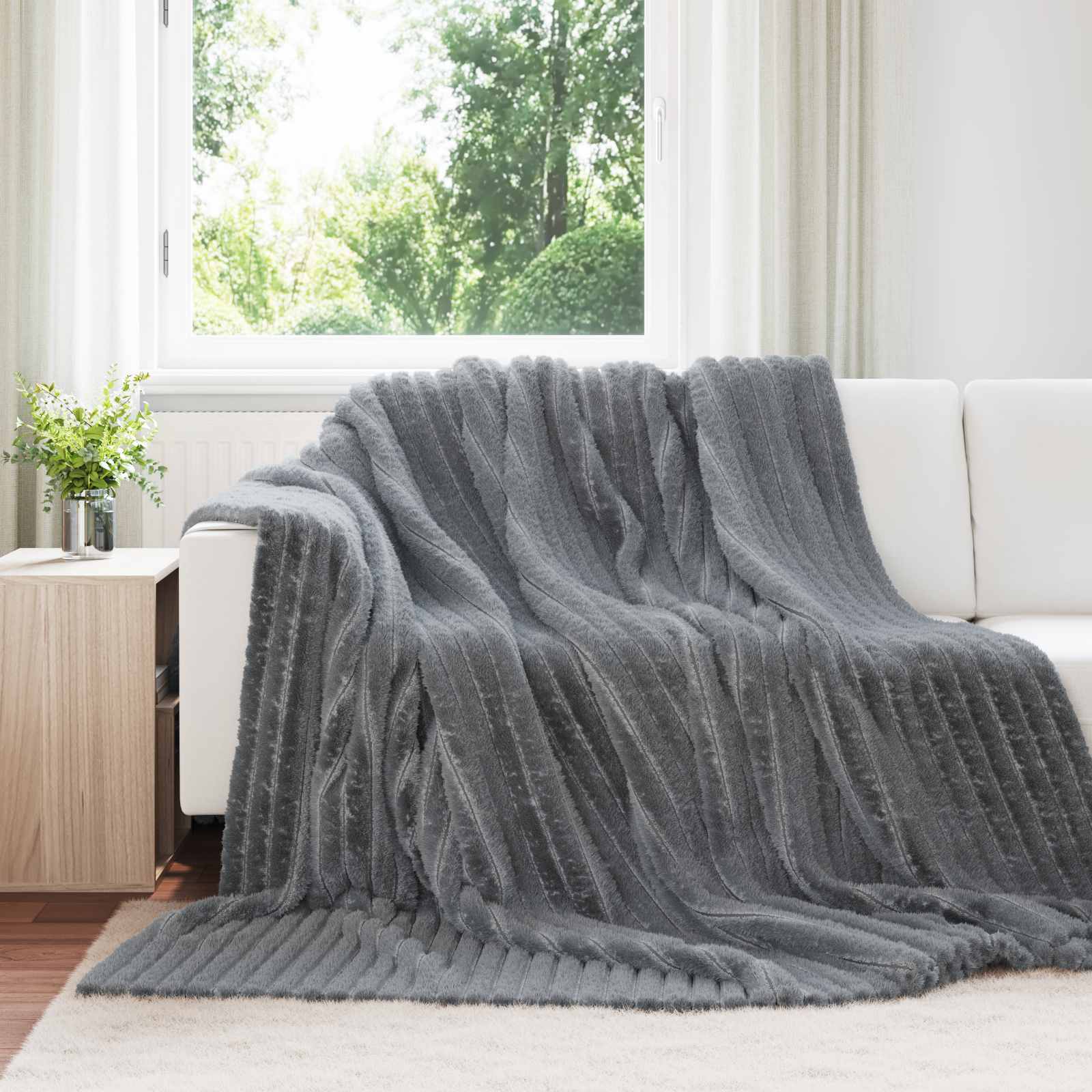 vidaXL Throw Blanket Dark Grey 240 x 220 cm 1.36 kg Fleece 1