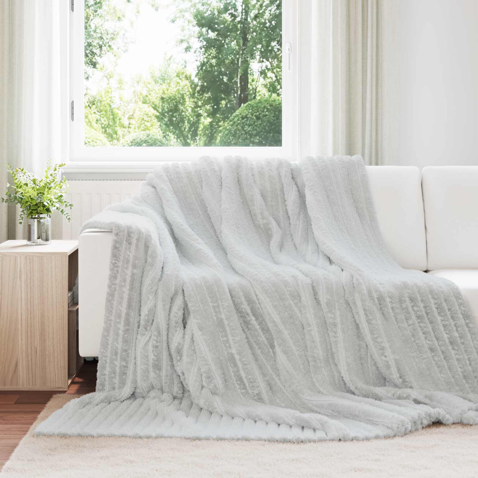 vidaXL Throw Blanket Grey 240 x 220 cm 1.36 kg Fleece 1