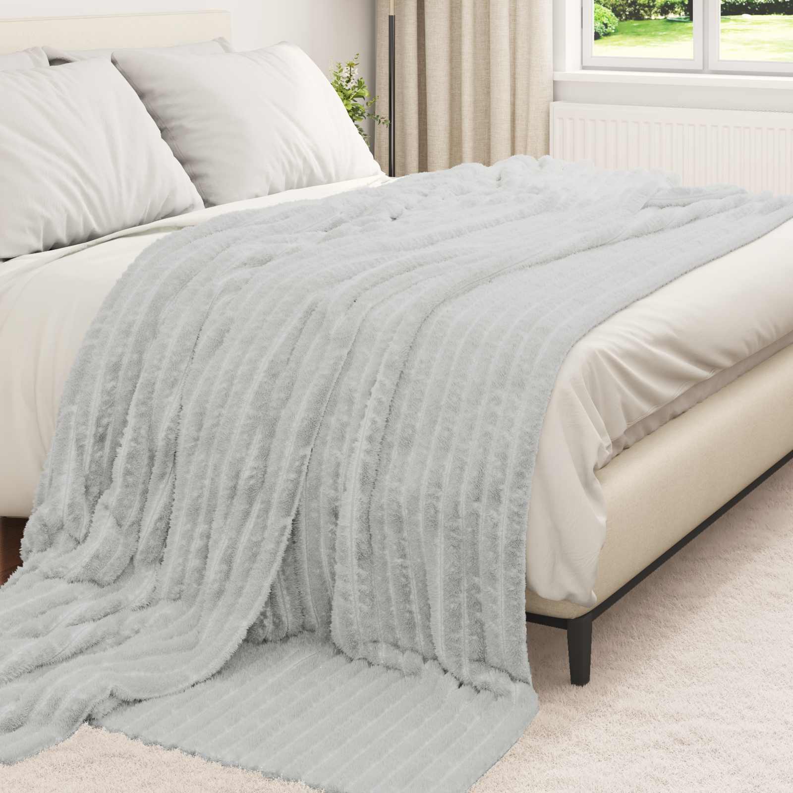 vidaXL Throw Blanket Grey 240 x 220 cm 1.36 kg Fleece 3
