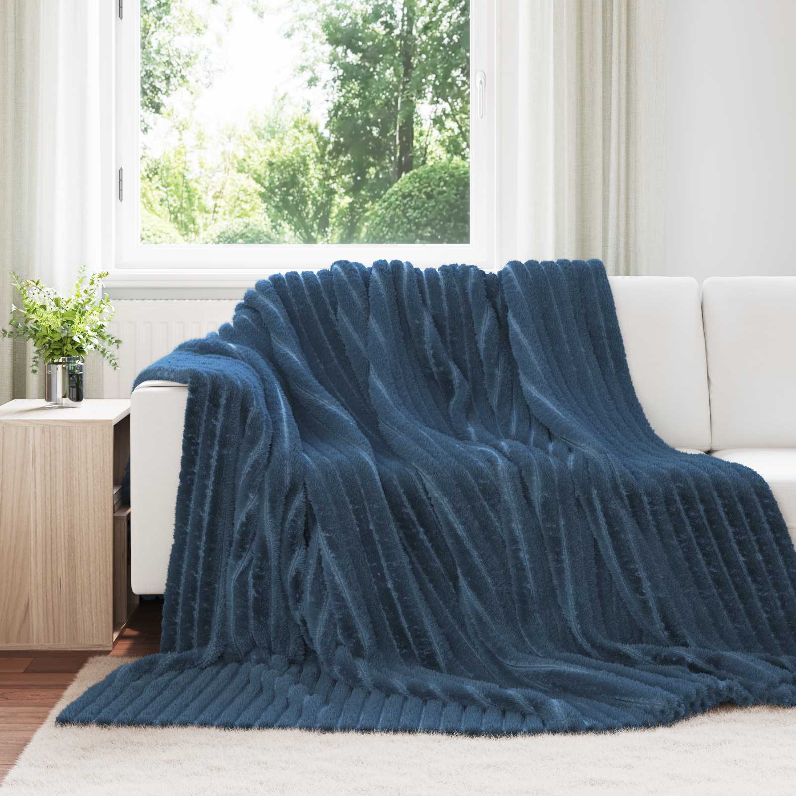 vidaXL Throw Blanket Navy Blue 240 x 220 cm 1.36 kg Fleece 1
