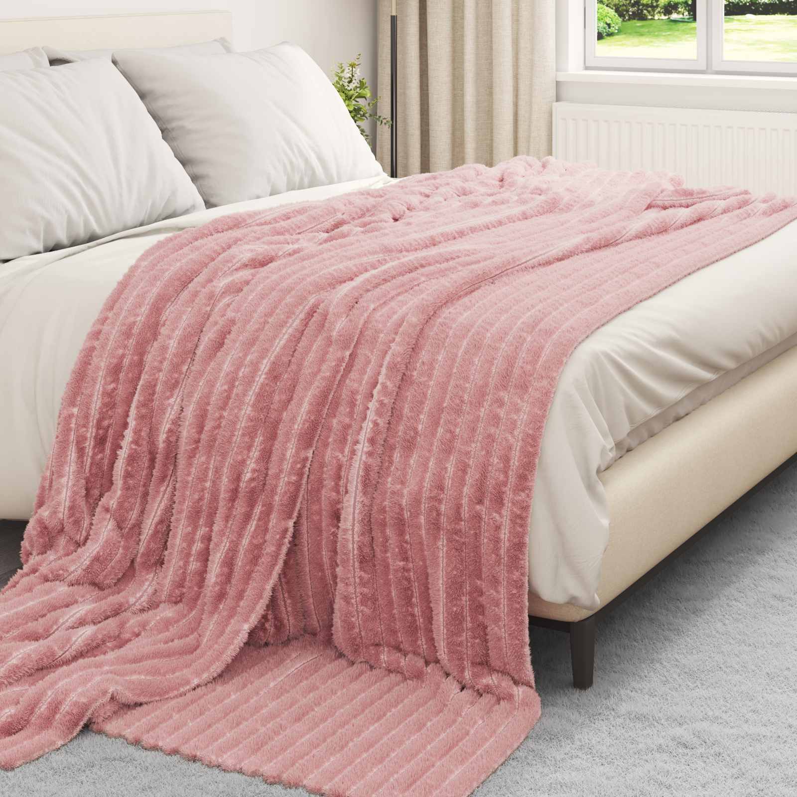 vidaXL Throw Blanket Pink 240 x 220 cm 1.37 kg Fleece 3