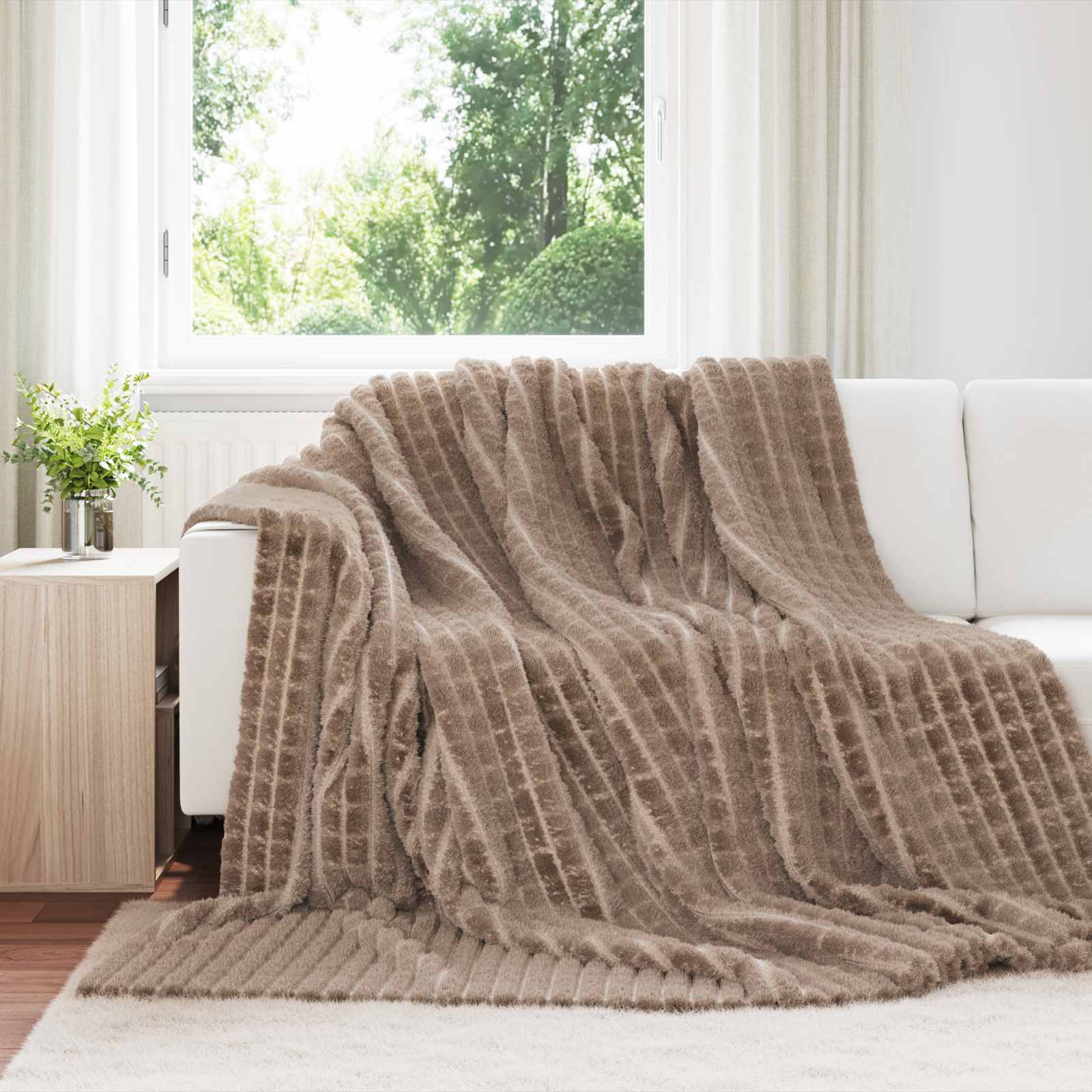 vidaXL Throw Blanket Camel 240 x 220 cm 1.37 kg Fleece 1