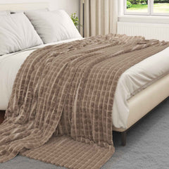 vidaXL Throw Blanket Camel 240 x 220 cm 1.37 kg Fleece 3