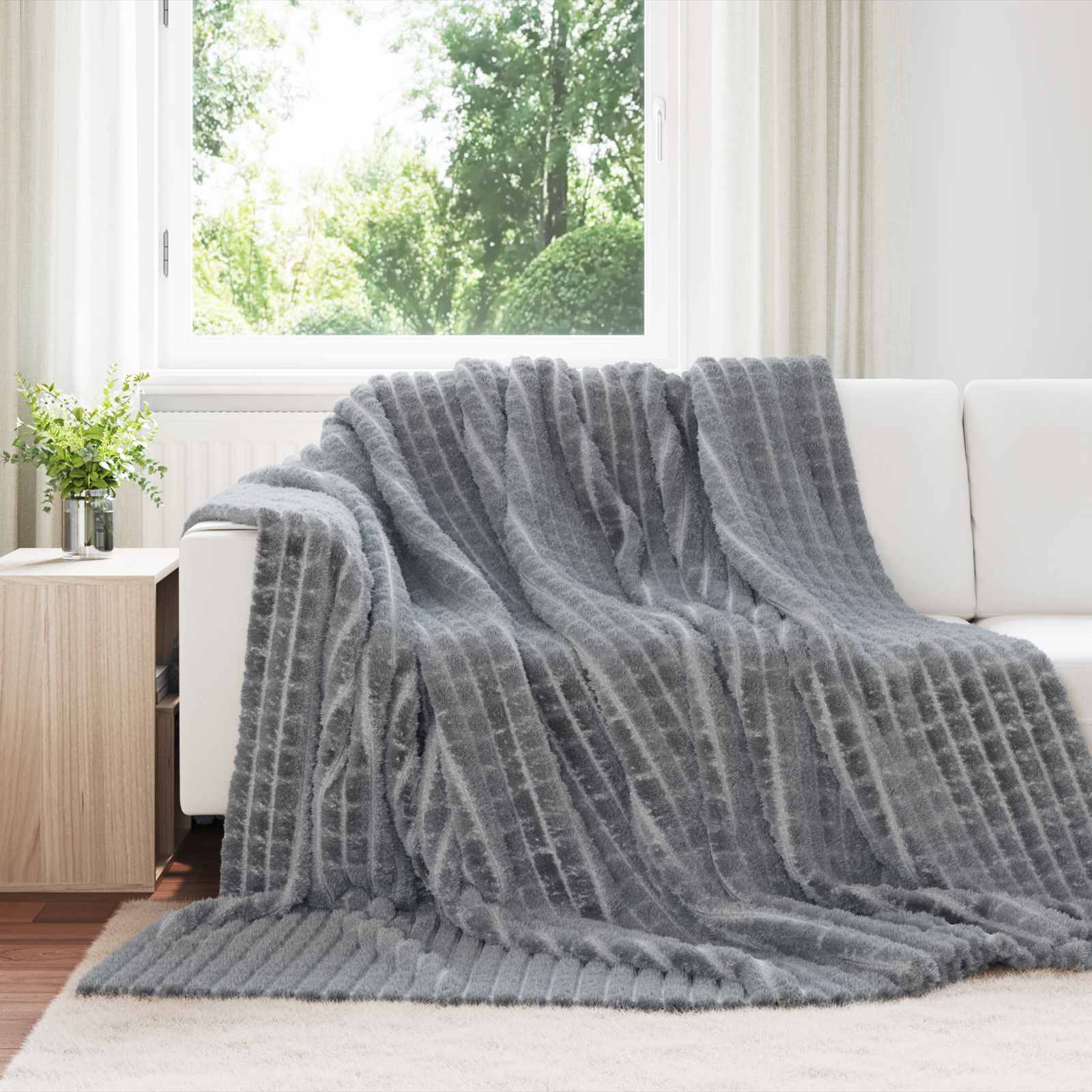 vidaXL Throw Blanket Dark Grey 270 x 240 cm 1.66 kg Fleece 1