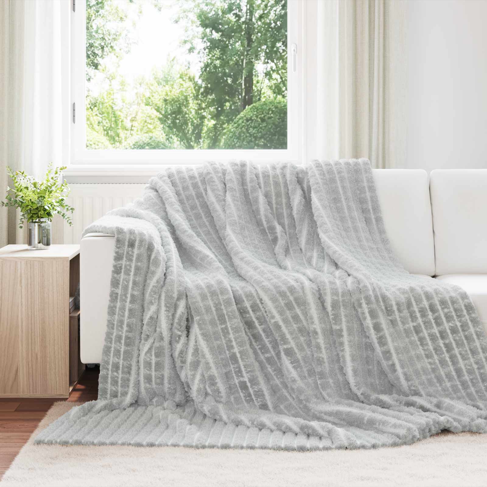 vidaXL Throw Blanket Grey 240 x 220 cm 1.38 kg Fleece 1