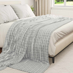 vidaXL Throw Blanket Grey 240 x 220 cm 1.38 kg Fleece 3