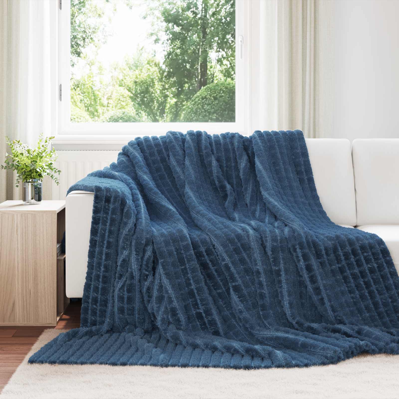 vidaXL Throw Blanket Navy Blue 270 x 240 cm 1.66 kg Fleece 1