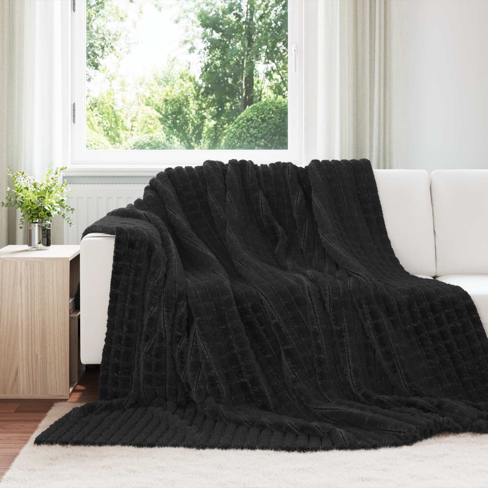 vidaXL Throw Blanket Black 240 x 220 cm 1.47 kg Fleece 1