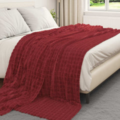 vidaXL Throw Blanket Bordeaux Red 270 x 240 cm 1.69 kg Fleece 3