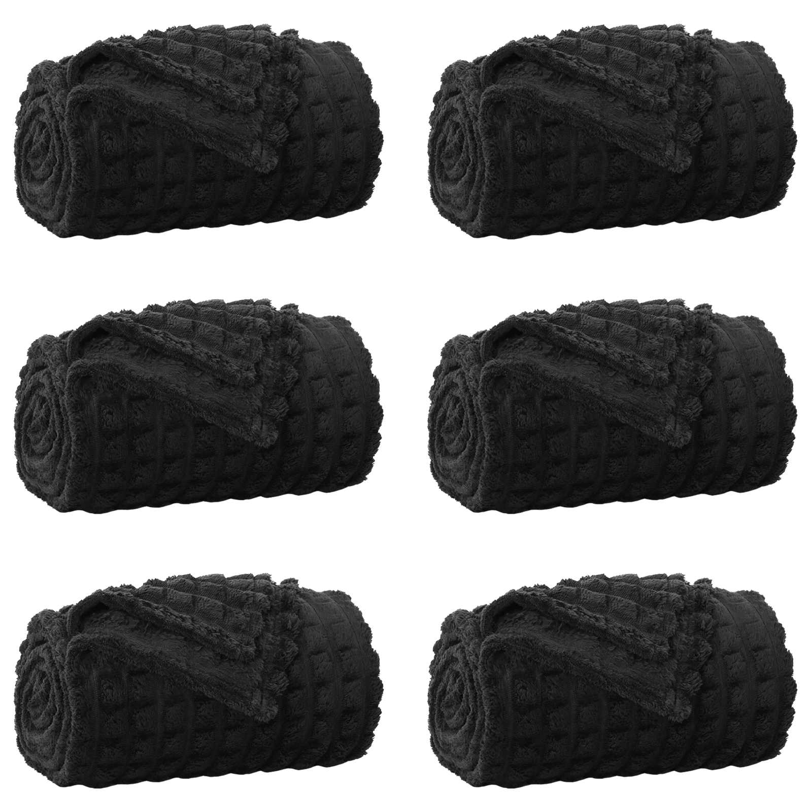vidaXL Throw Blankets 6 pcs Black 150 x 130 cm 2.75 kg Fleece 2