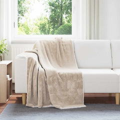 vidaXL Throw Blanket Beige 130 x 150 cm 1 kg Fleece 1
