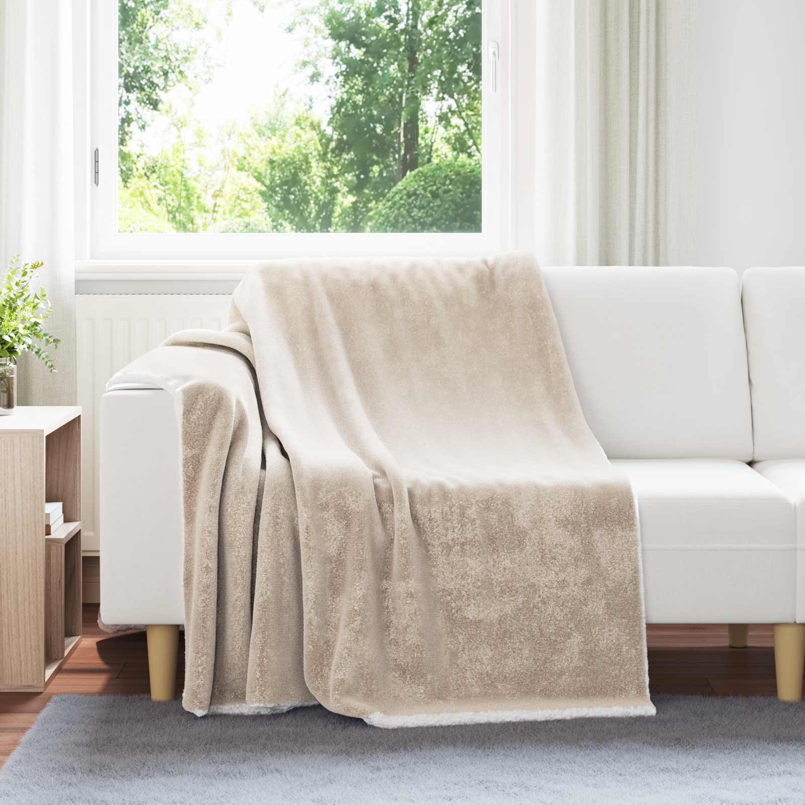 vidaXL Throw Blanket Beige 150 x 200 cm 1.64 kg Fleece 1