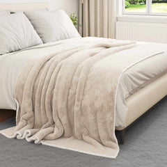 vidaXL Throw Blanket Beige 150 x 200 cm 1.64 kg Fleece 3