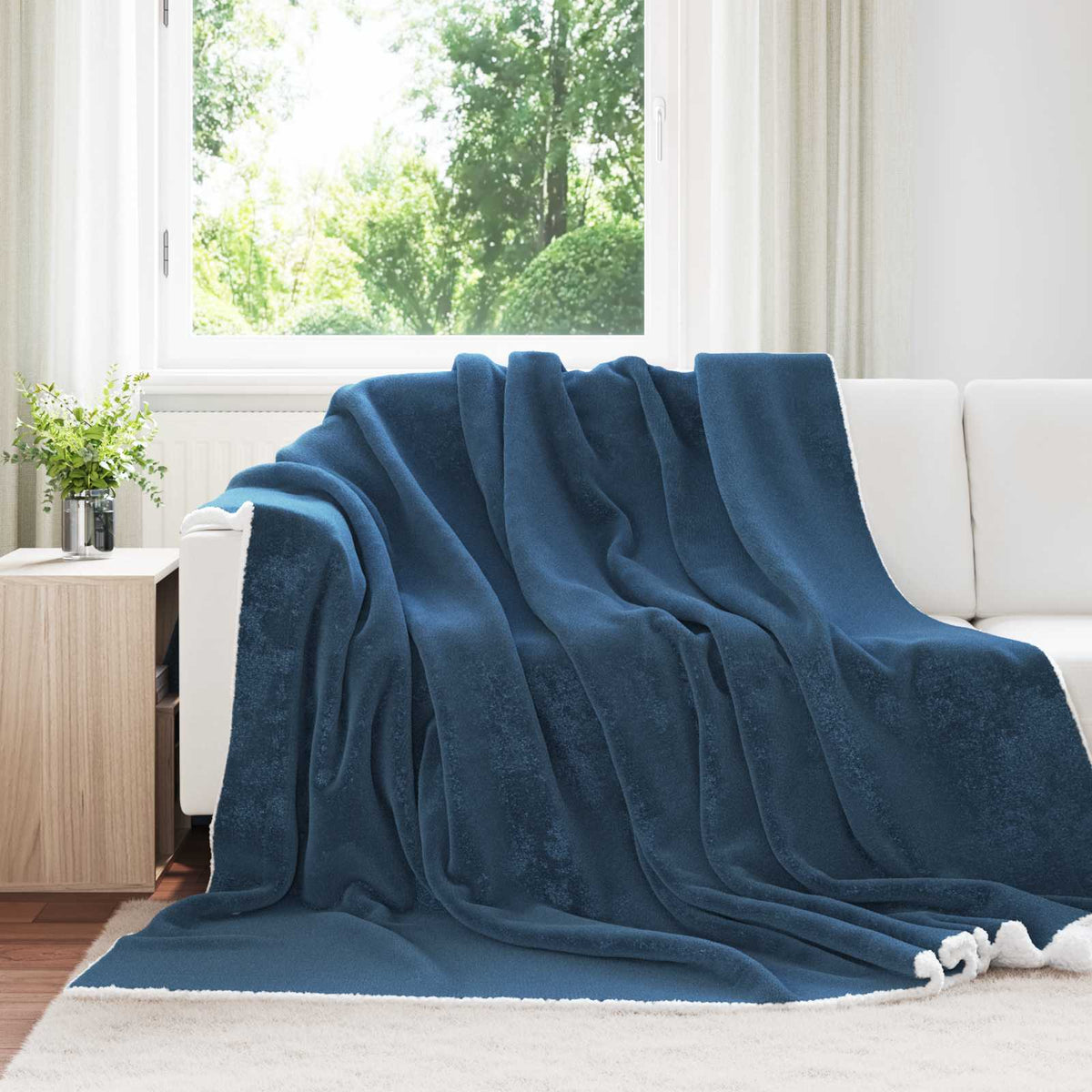 Throw Blanket 240 x 220 cm 2.67 kg Fleece Navy blue