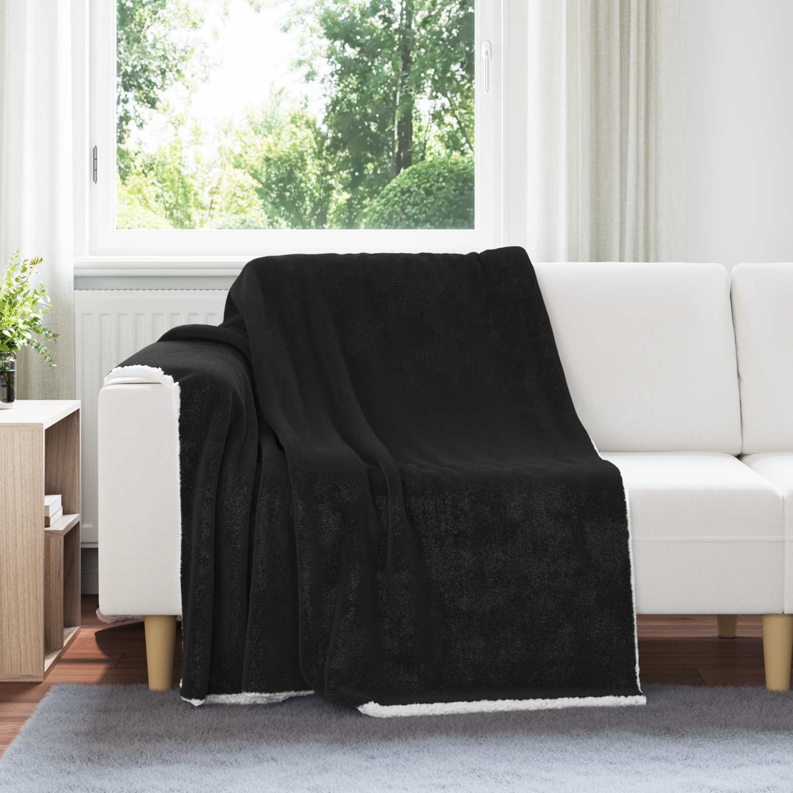 vidaXL Throw Blanket Black 150 x 200 cm 1.64 kg Fleece 1