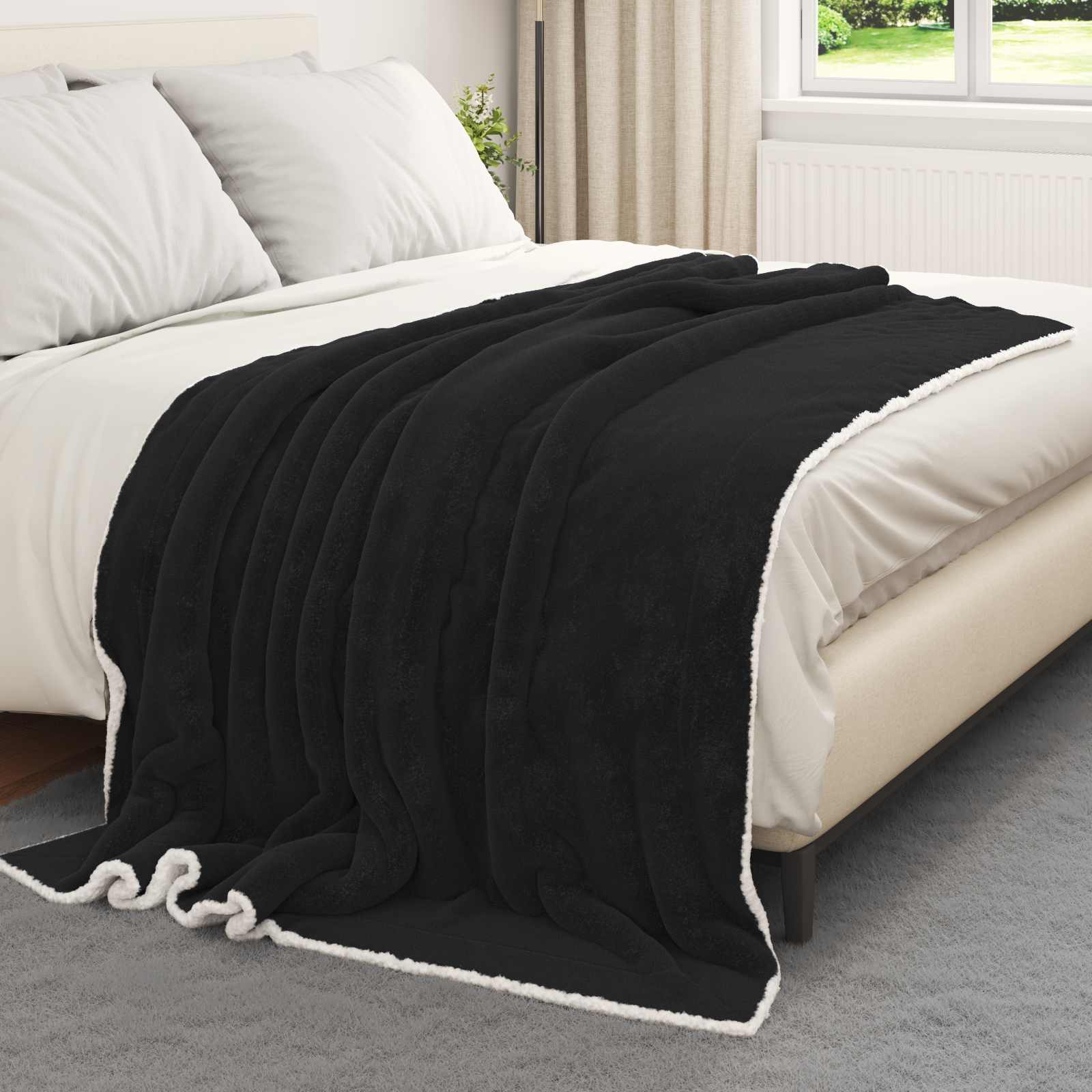 vidaXL Throw Blanket Black 150 x 200 cm 1.64 kg Fleece 3