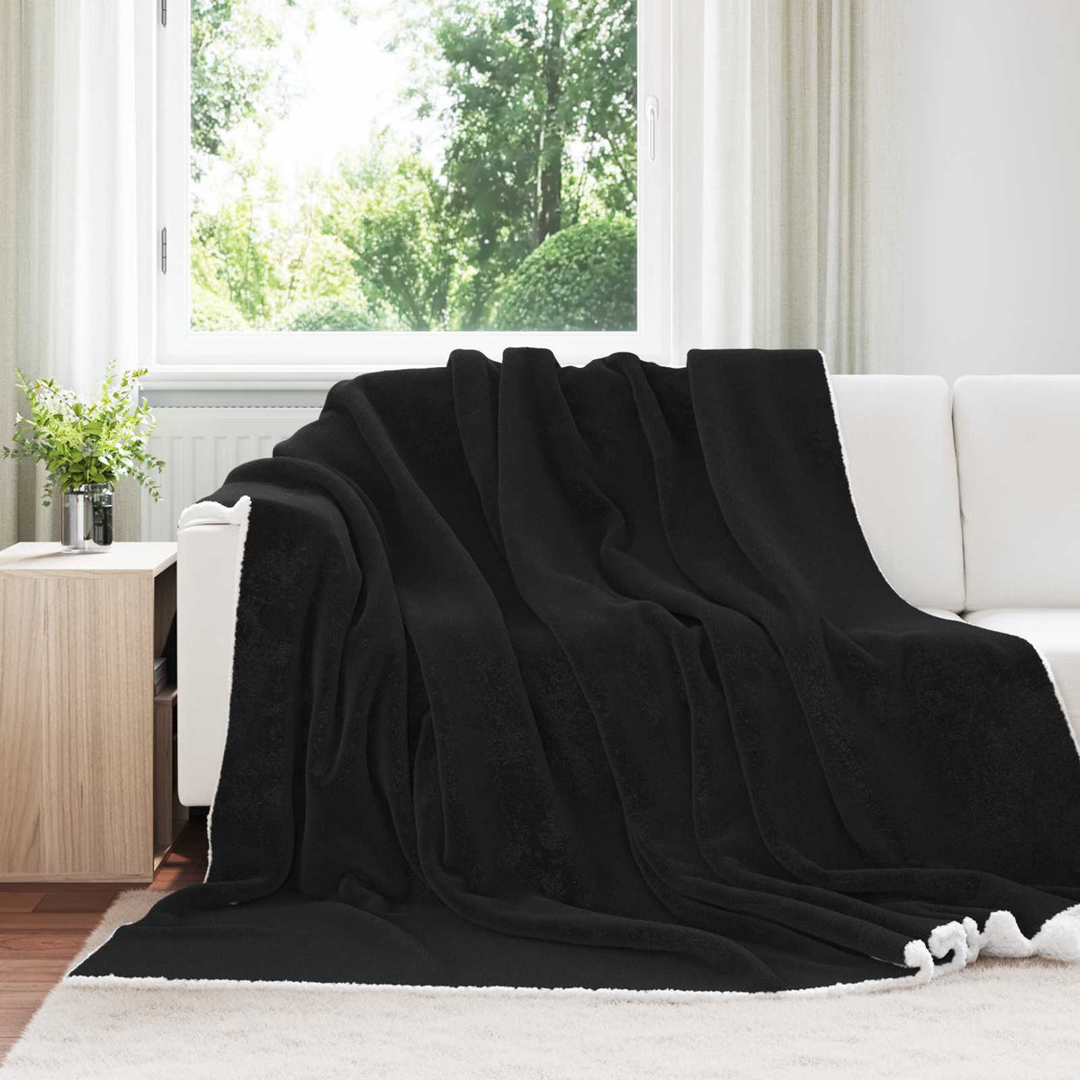 Throw Blanket 240 x 220 cm 2.67 kg Fleece Black