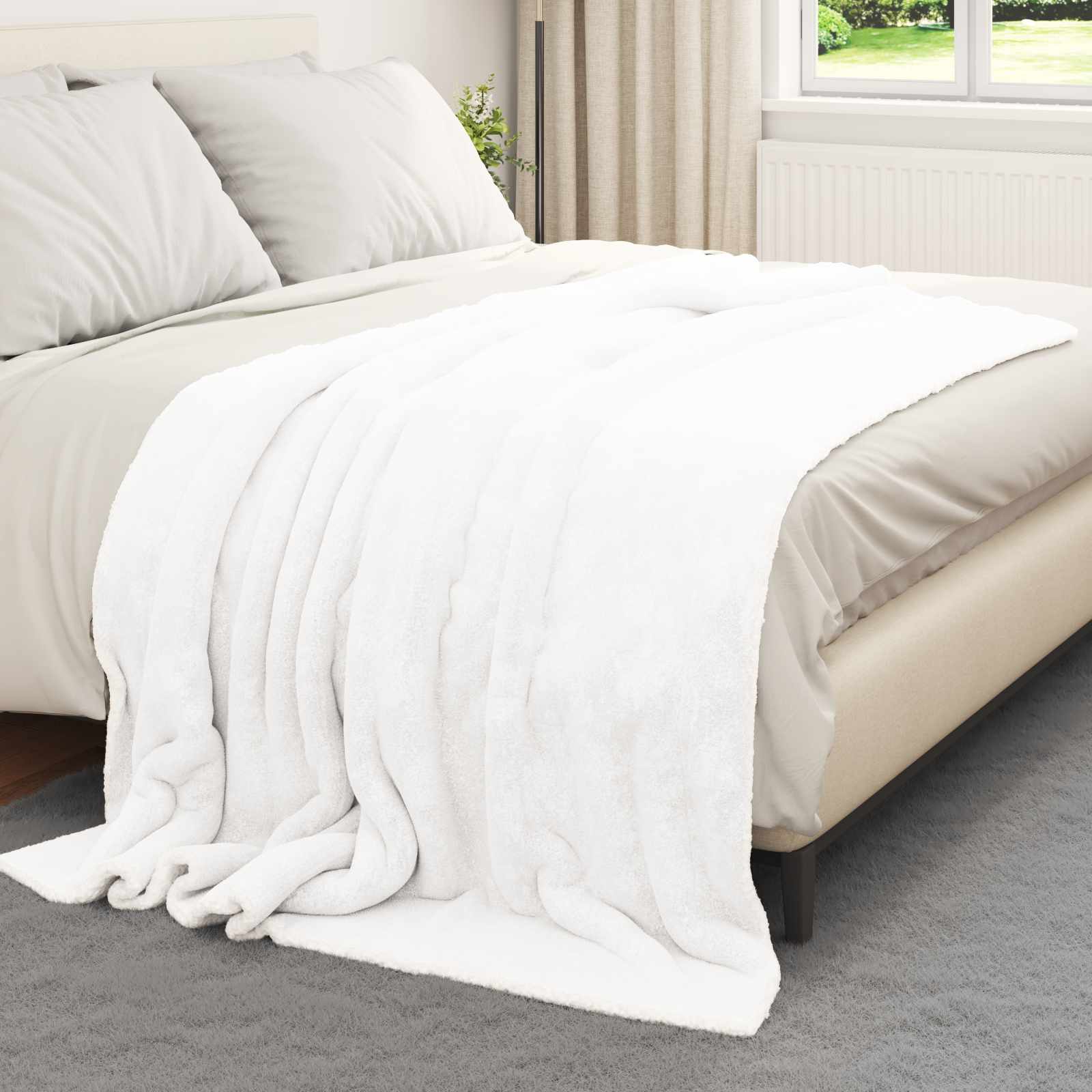 vidaXL Throw Blanket White 150 x 200 cm 1.64 kg Fleece 3