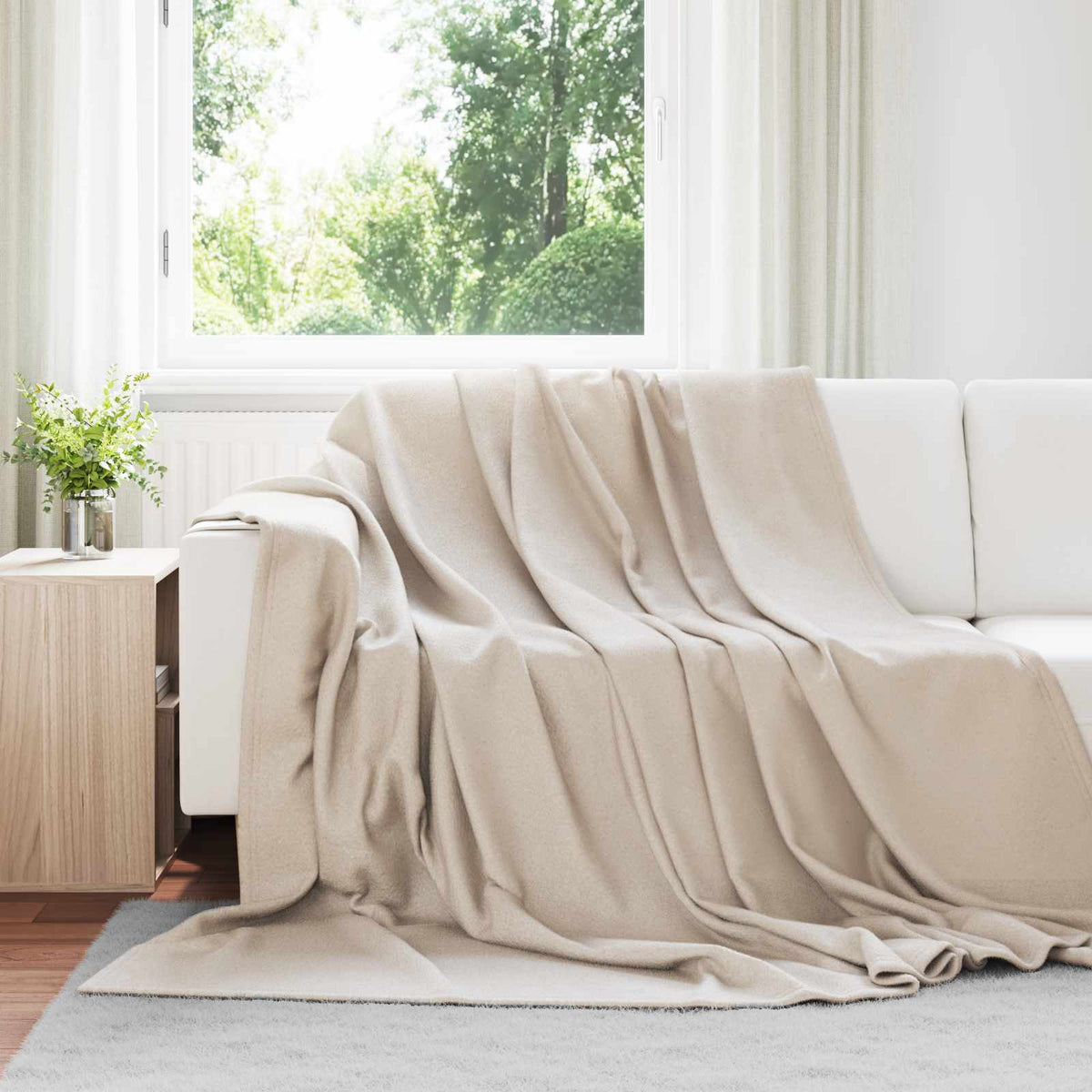 Throw Blankets 240 x 220 cm 4.28 kg Fleece 6 pcs Beige