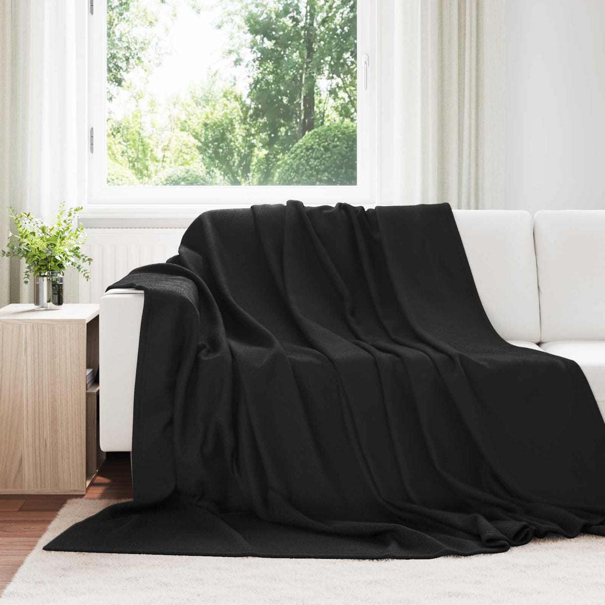 Throw Blankets 240 x 220 cm 4.28 kg Fleece 6 pcs Black