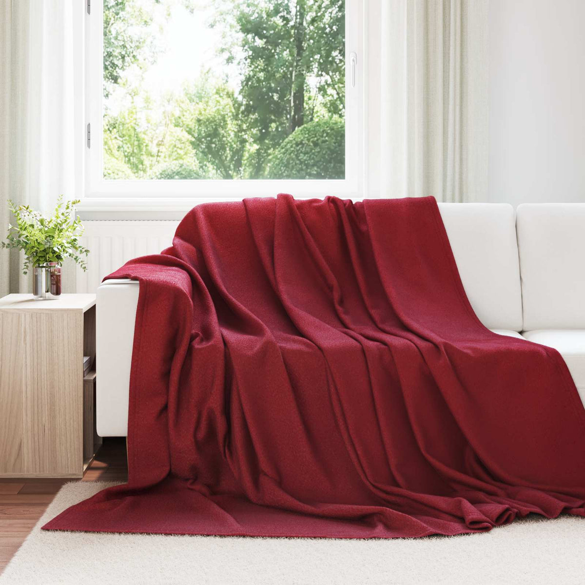 Throw Blankets 240 x 220 cm 4.28 kg Fleece 6 pcs Bordeaux red