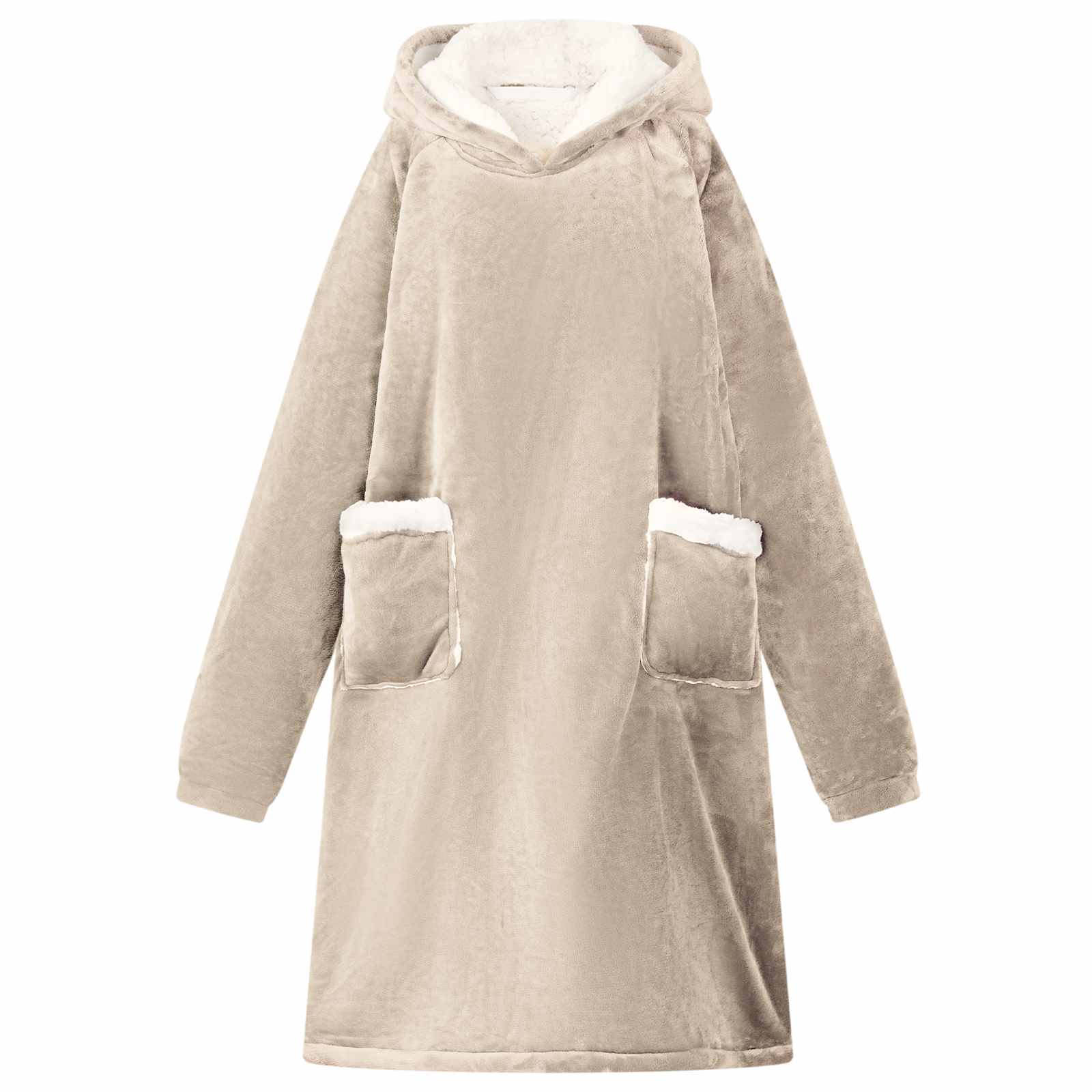 vidaXL Blanket Hoodie Beige M Fleece and Flannel 1