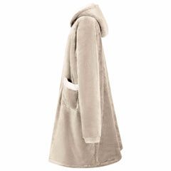 vidaXL Blanket Hoodie Beige L Fleece and Flannel 3