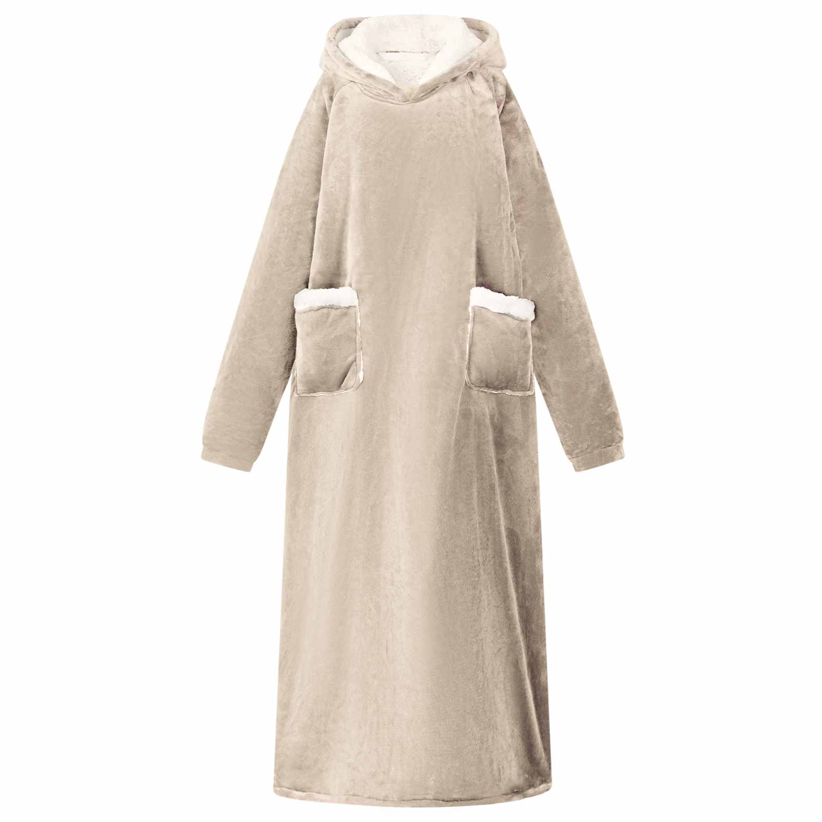 vidaXL Blanket Hoodie Beige L Fleece and Flannel 1