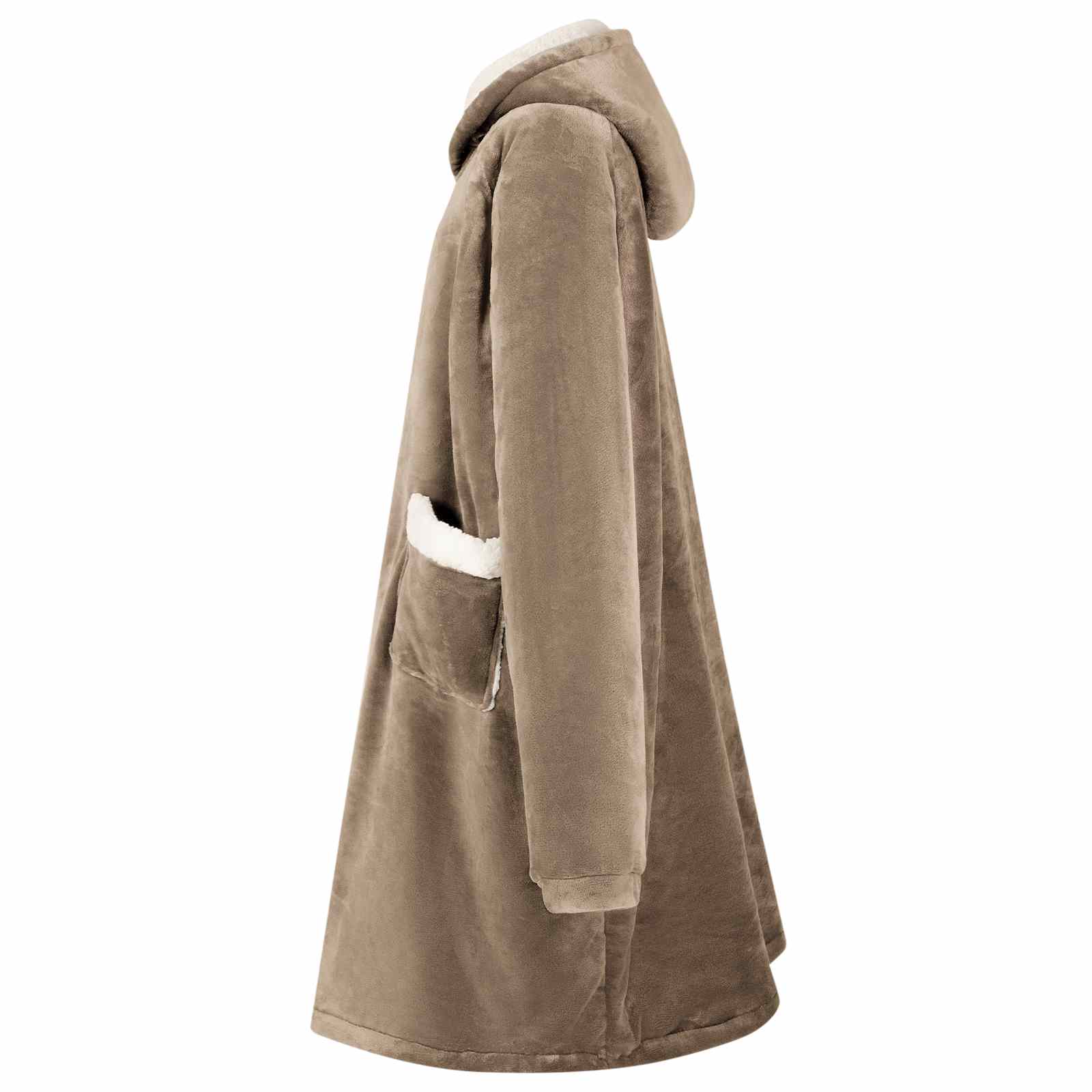 vidaXL Blanket Hoodie Camel L Fleece and Flannel 3