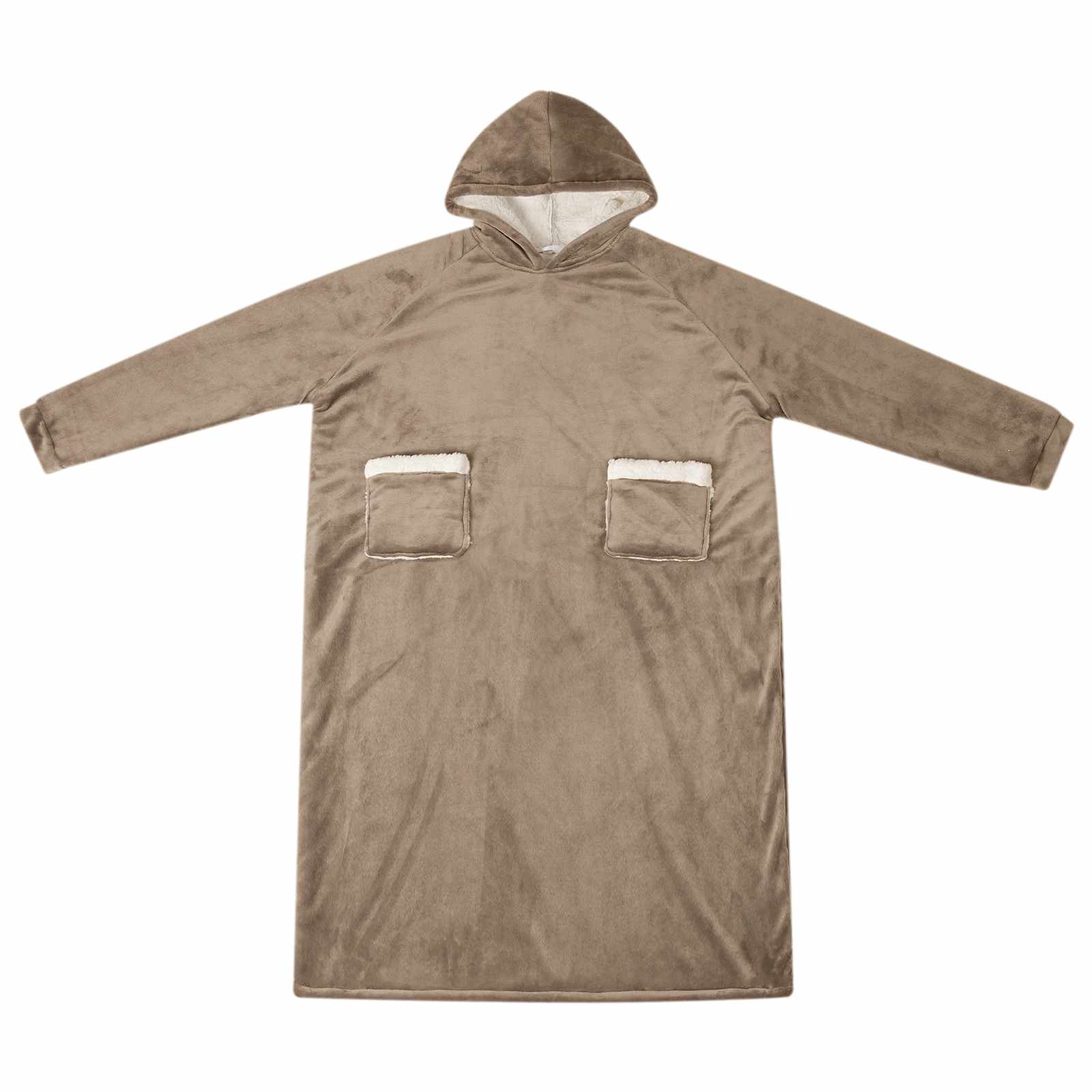 vidaXL Blanket Hoodie Camel M Fleece and Flannel 2
