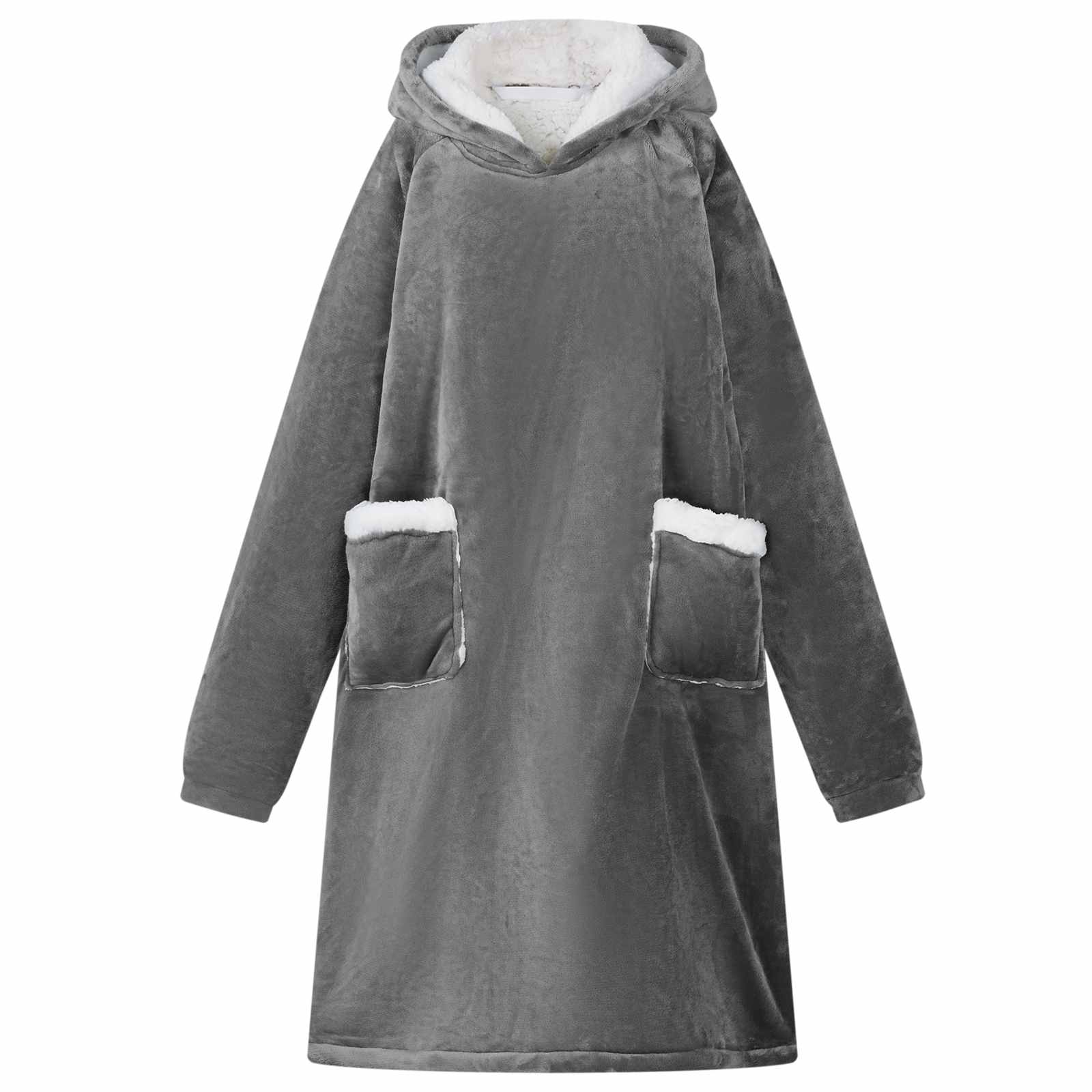 vidaXL Blanket Hoodie Dark Grey M Fleece and Flannel 1