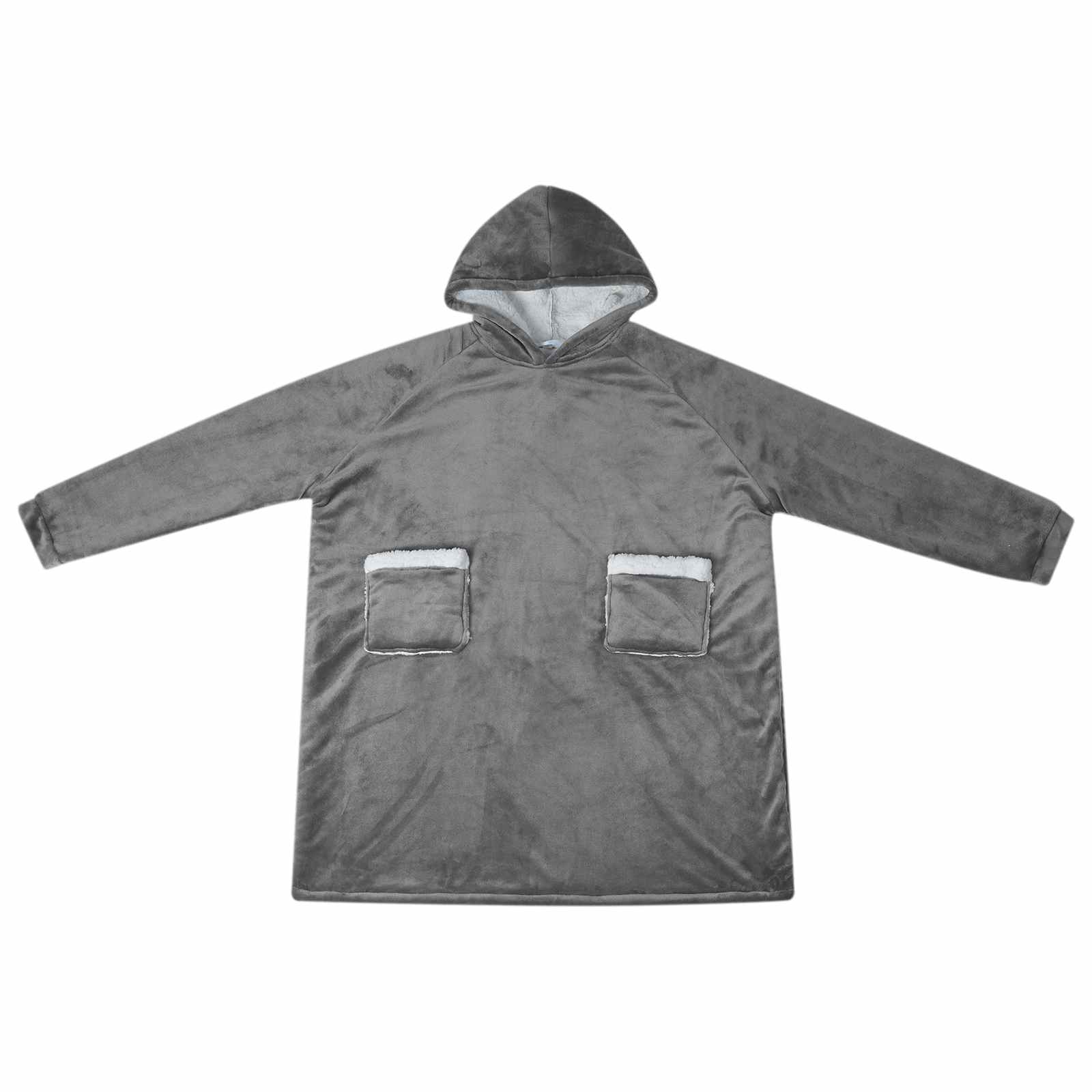 vidaXL Blanket Hoodie Dark Grey M Fleece and Flannel 2