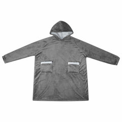 vidaXL Blanket Hoodie Dark Grey M Fleece and Flannel 2