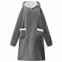 vidaXL Blanket Hoodie Dark Grey L Fleece and Flannel 1