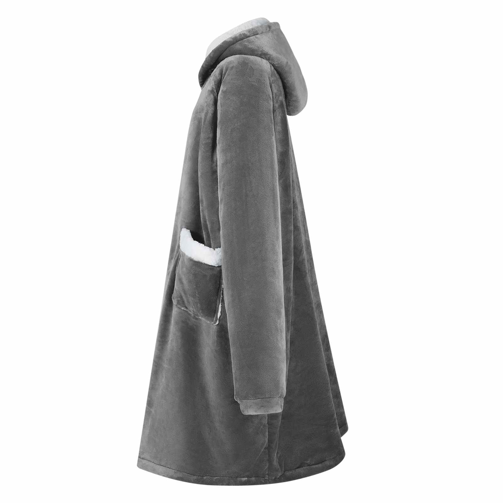 vidaXL Blanket Hoodie Dark Grey L Fleece and Flannel 3