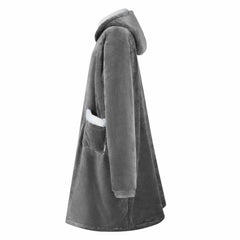 vidaXL Blanket Hoodie Dark Grey L Fleece and Flannel 3