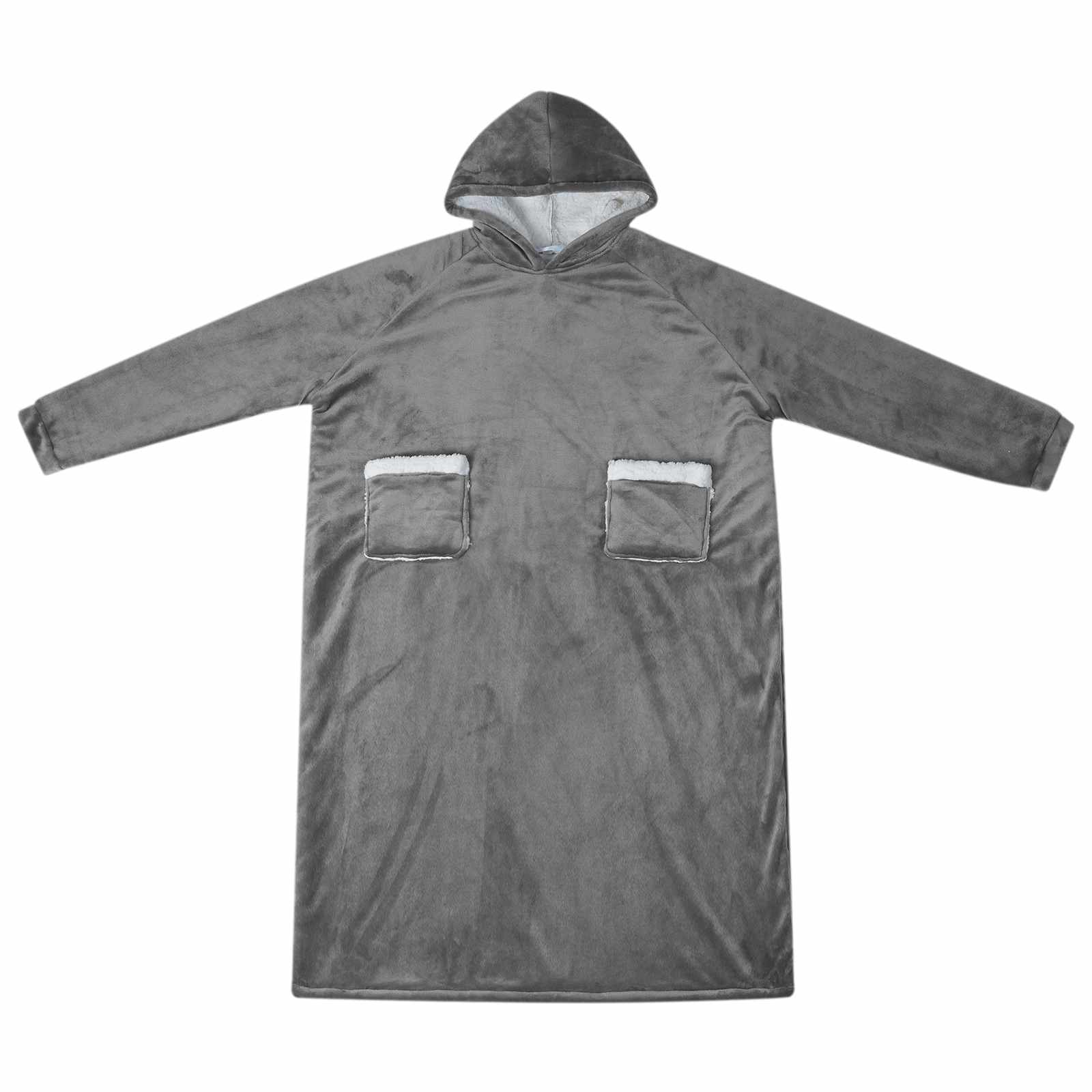 vidaXL Blanket Hoodie Dark Grey M Fleece and Flannel 2
