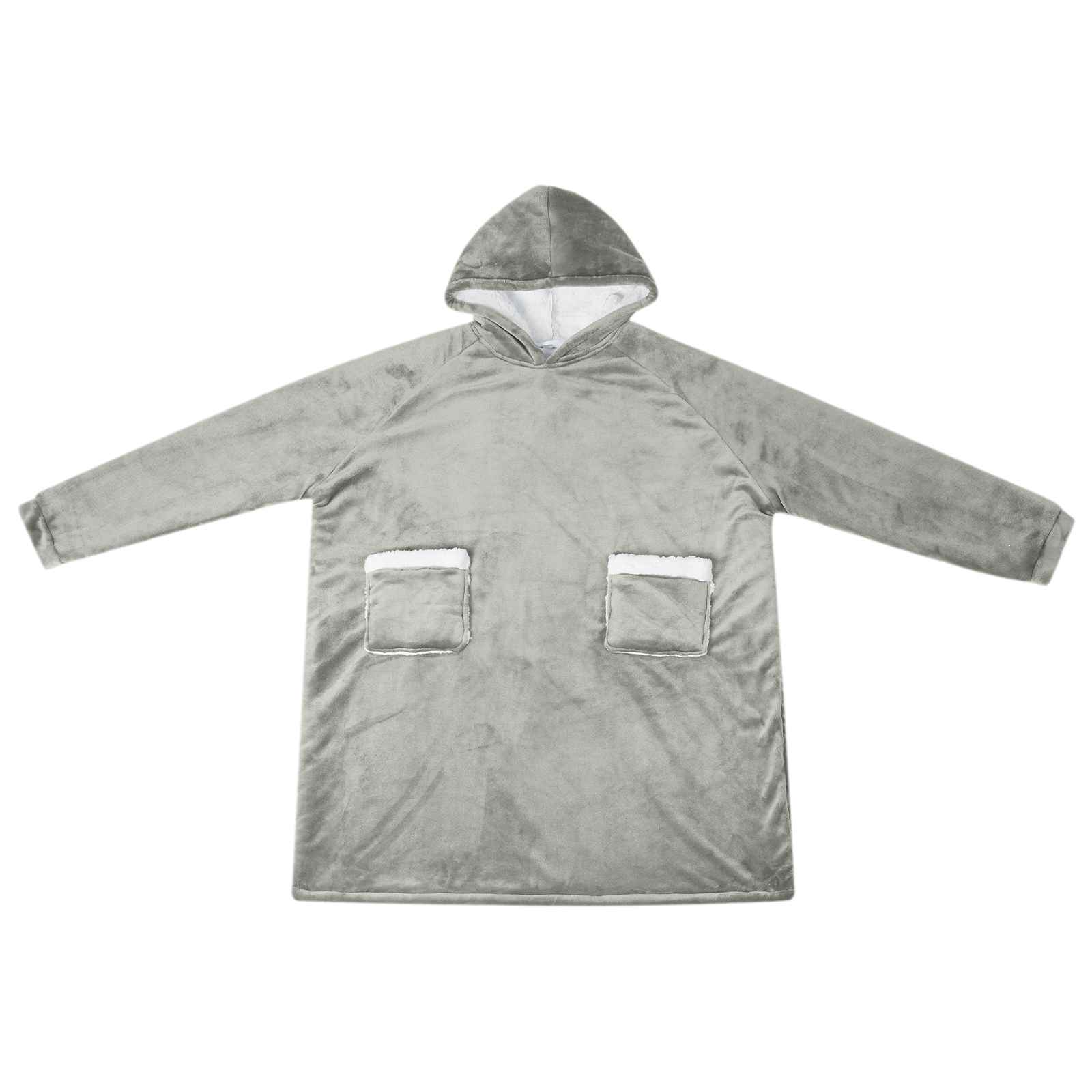 vidaXL Blanket Hoodie Grey M Fleece and Flannel 2