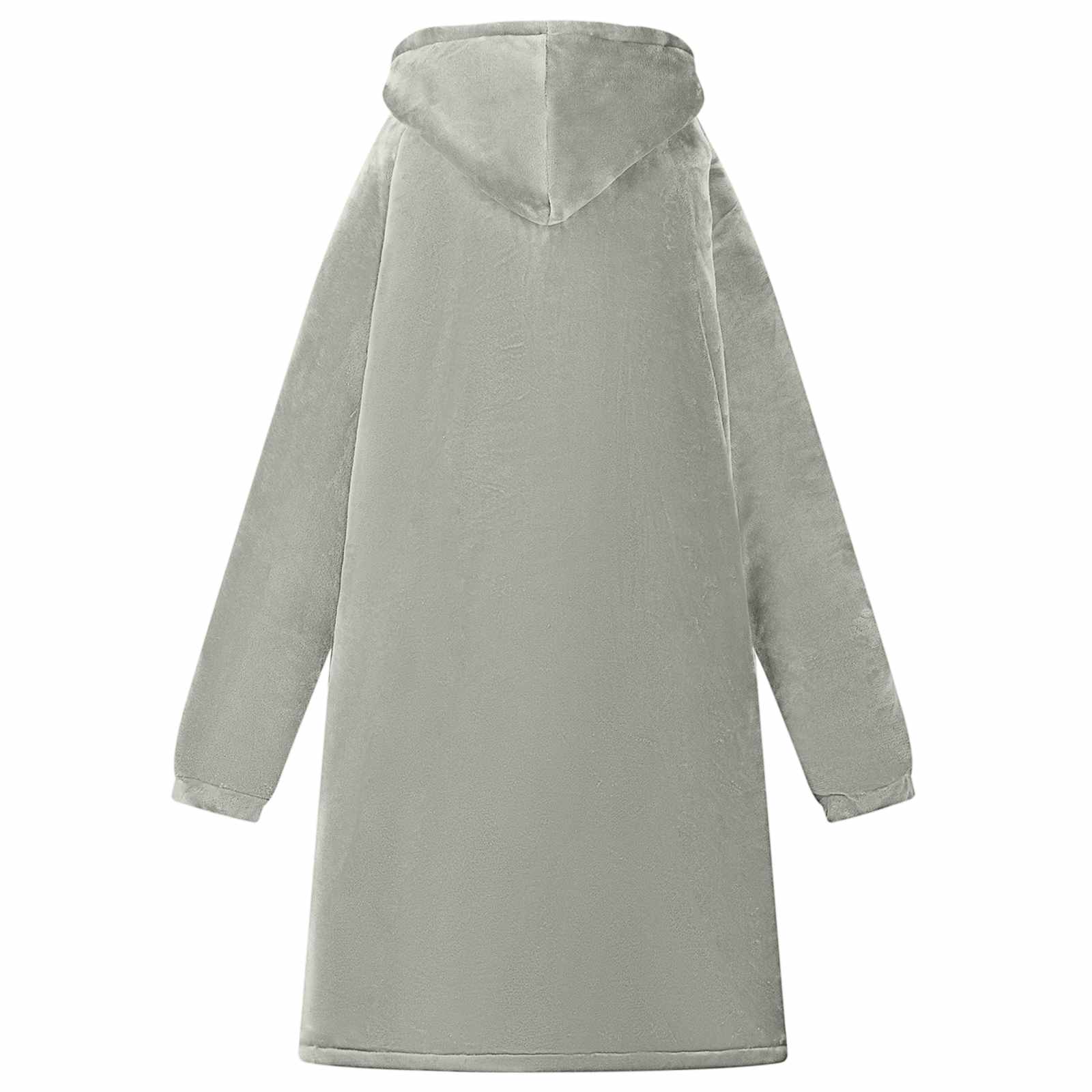 vidaXL Blanket Hoodie Grey L Fleece and Flannel 4
