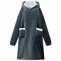 vidaXL Blanket Hoodie Navy Blue M Fleece and Flannel 1