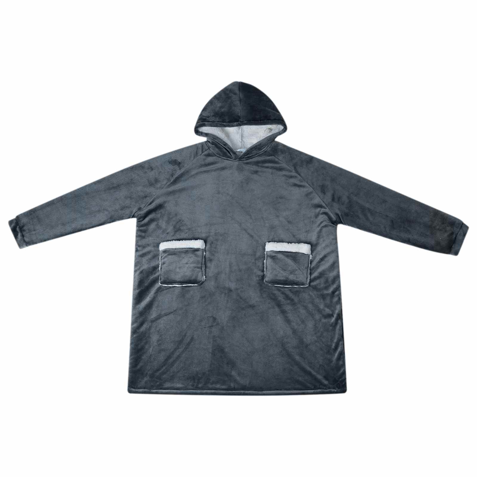 vidaXL Blanket Hoodie Navy Blue L Fleece and Flannel 2