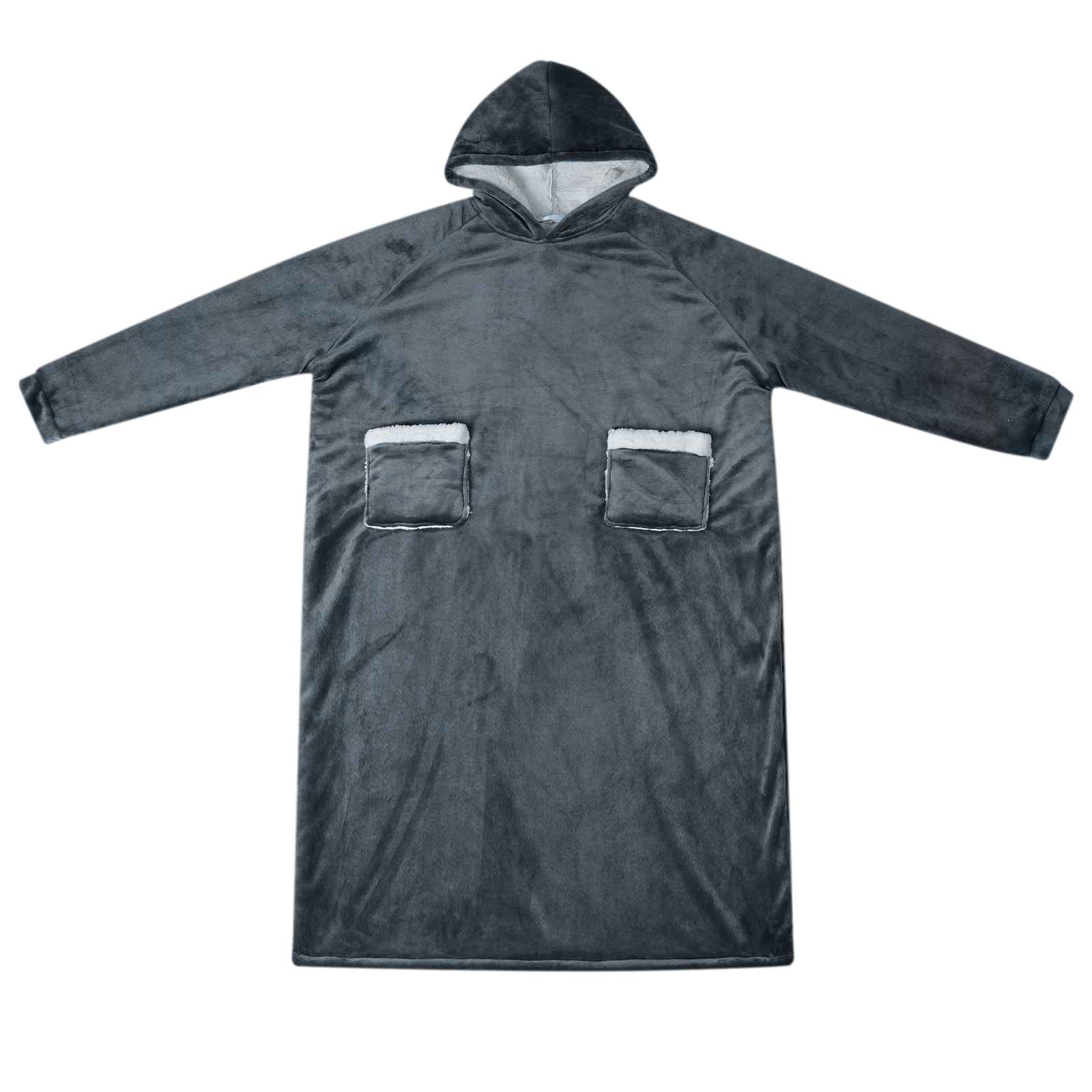 vidaXL Blanket Hoodie Navy Blue L Fleece and Flannel 2