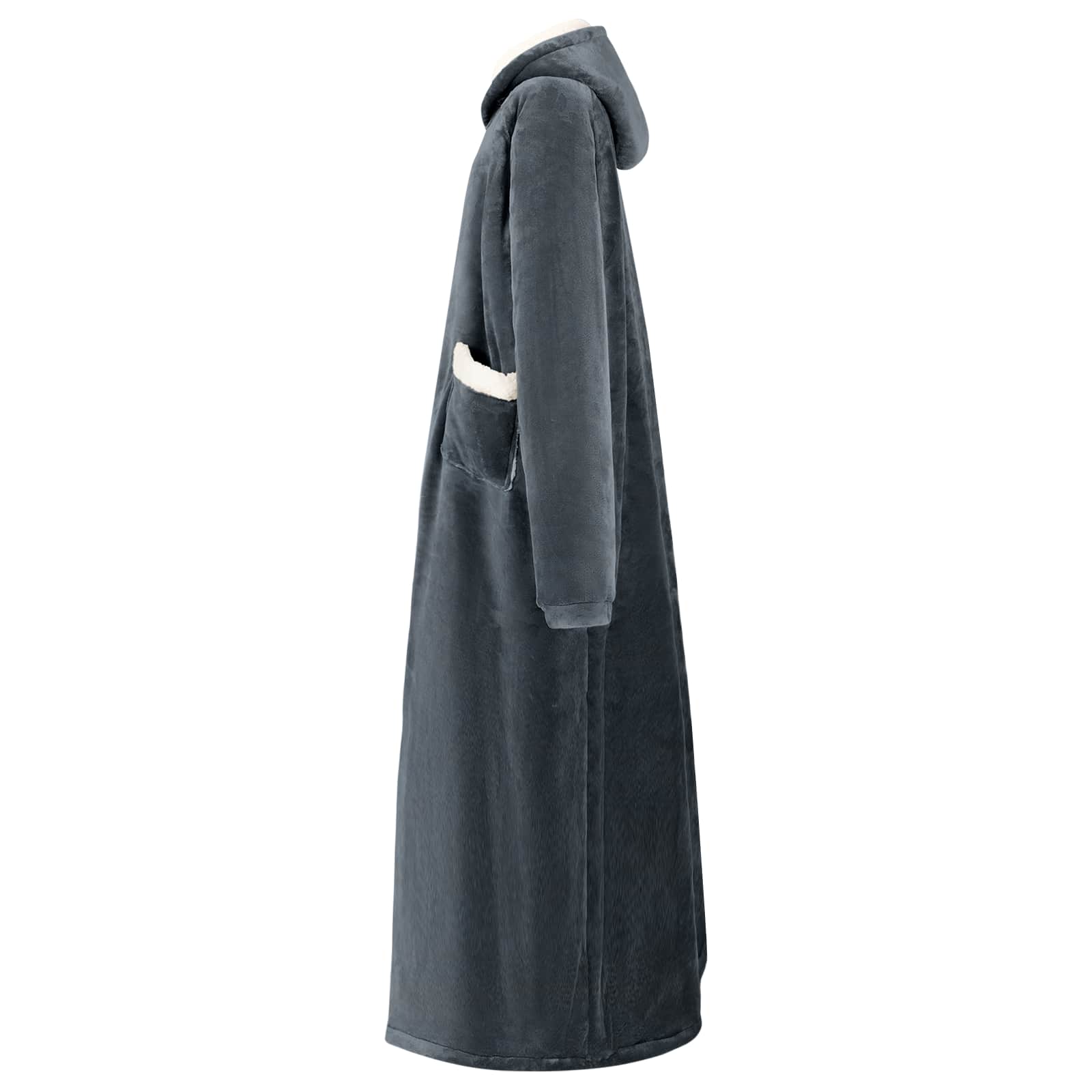vidaXL Blanket Hoodie Navy Blue L Fleece and Flannel 3