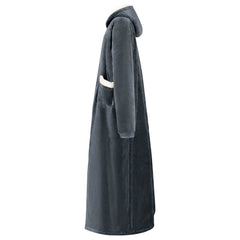 vidaXL Blanket Hoodie Navy Blue L Fleece and Flannel 3