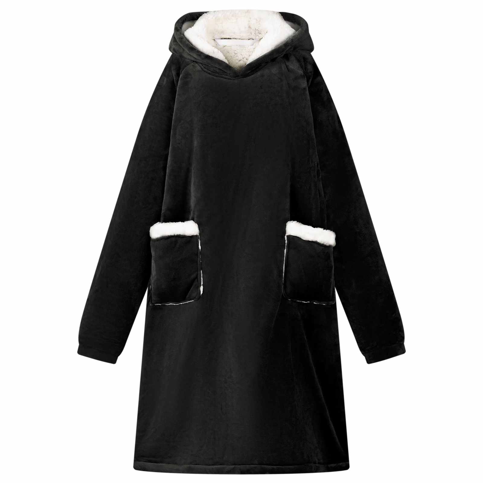 vidaXL Blanket Hoodie Black M Fleece and Flannel 1