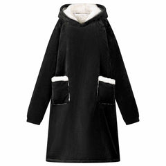 vidaXL Blanket Hoodie Black M Fleece and Flannel 1