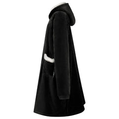 vidaXL Blanket Hoodie Black M Fleece and Flannel 3