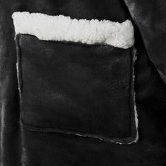 vidaXL Blanket Hoodie Black L Fleece and Flannel 6