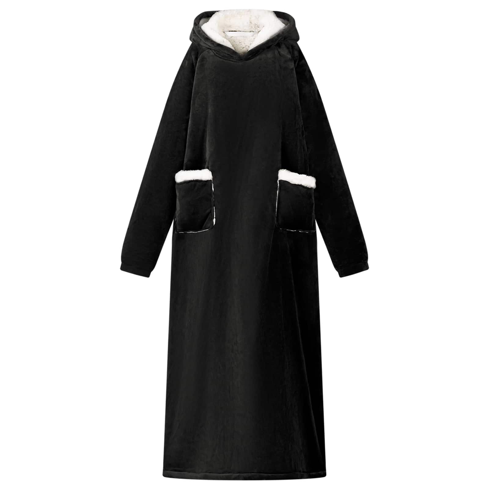 vidaXL Blanket Hoodie Black L Fleece and Flannel 1